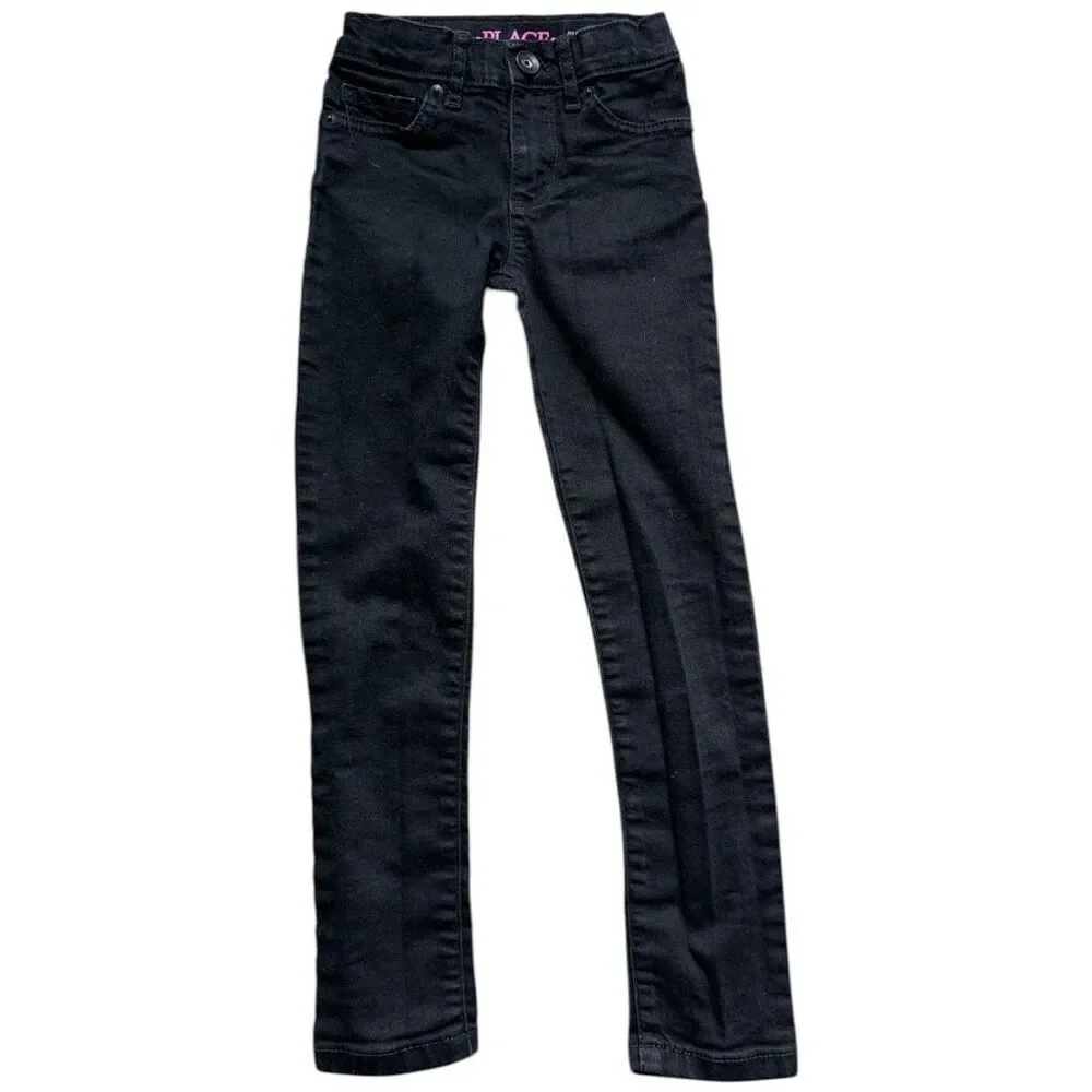 Youth Girls The Childrens Place Super Skinny Black Rinse Jeans - Sz 6 Slim